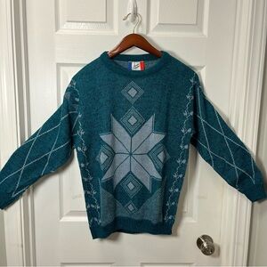 Compagnie Energique Vintage 80’ Teal Sweater size medium granny